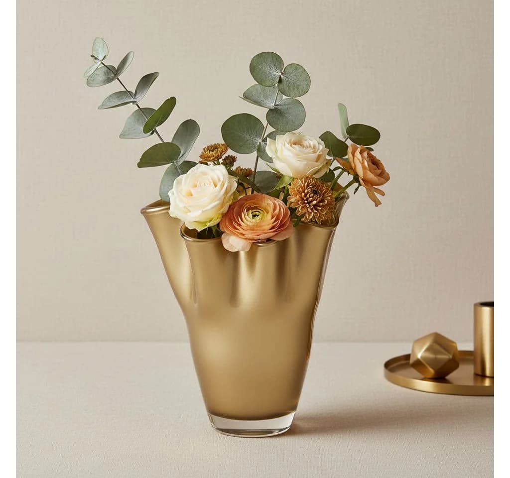 Signature Home Collection Tischvase Gold Mundgeblasene Glasvase - Bild 3