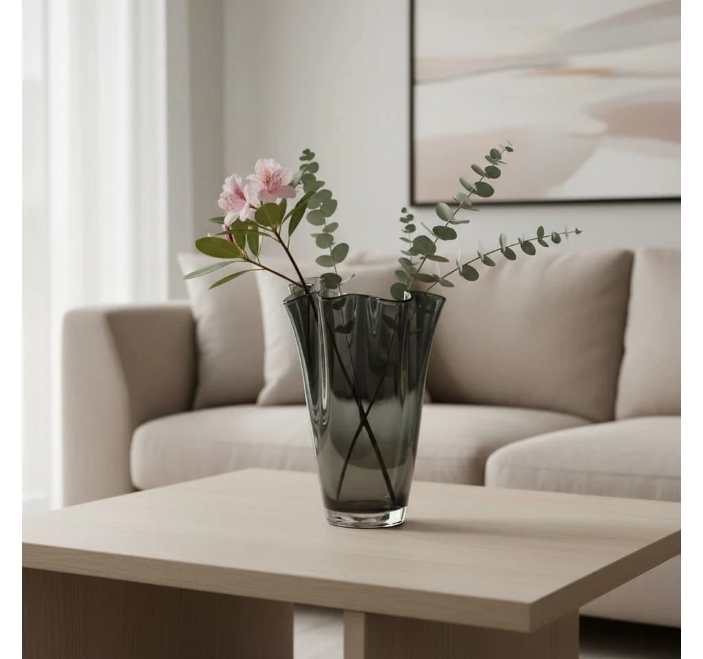 Signature Home Collection Tischvase Grau Glas Handgefertigt