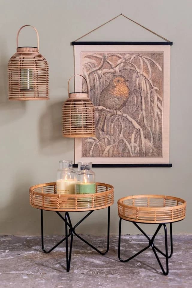 Signature Home Collection Beistelltisch Rattan Metall Schwarz