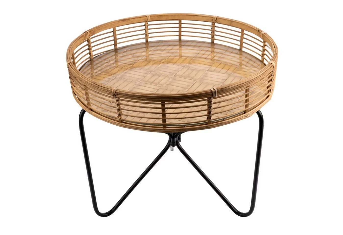 Signature Home Collection Beistelltisch Rattan Metall Schwarz - Bild 2