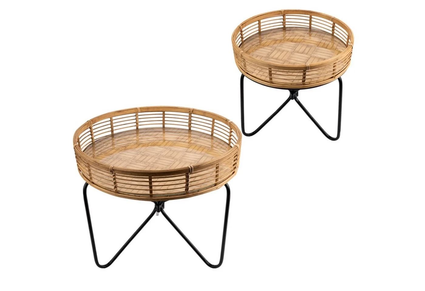 Signature Home Collection Beistelltisch Rattan Metall Schwarz - Bild 4