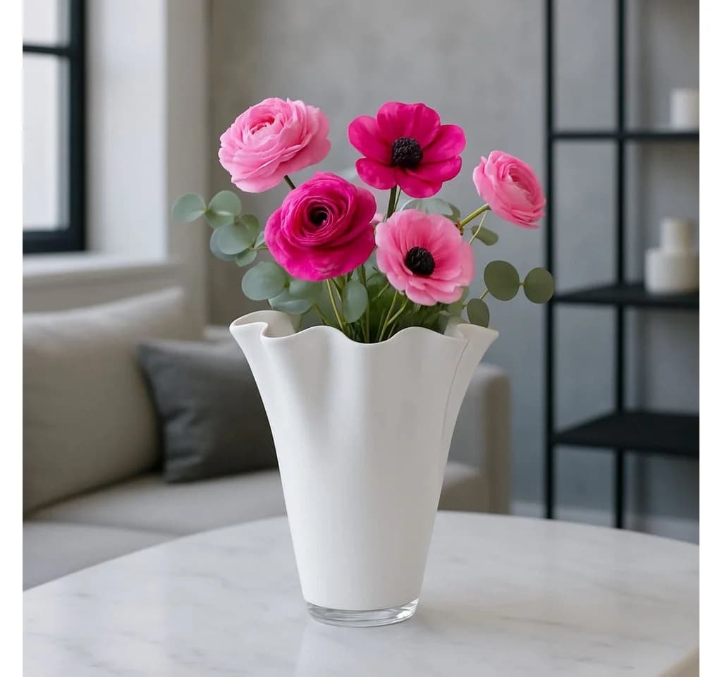 Signature Home Collection Tischvase Weiß Mundgeblasene Glasvase - Bild 2
