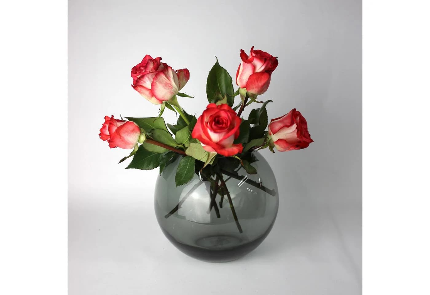 Signature Home Collection Kugelvase Glas rund bernstein grau Glasvase handgemacht Tischvase - Bild 2