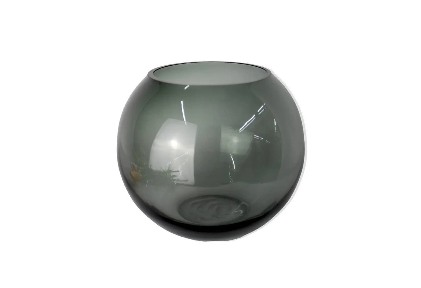 Signature Home Collection Kugelvase Glas rund bernstein grau Glasvase handgemacht Tischvase - Bild 5