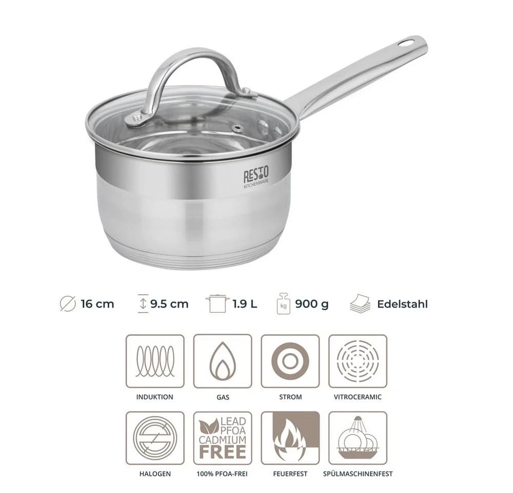RESTO KITCHENWARE Rigel Kasserolle 1,9l Edelstahl silber - Bild 3