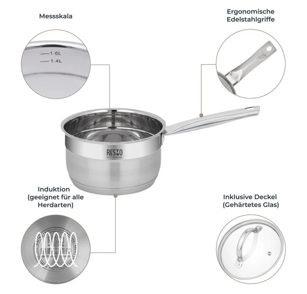 RESTO KITCHENWARE Rigel Kasserolle 1,9l Edelstahl silber - Bild 4