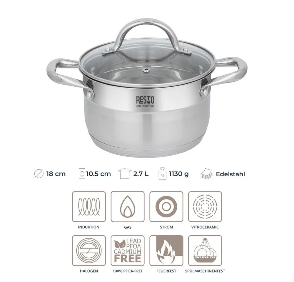 RESTO KITCHENWARE Kochtopf Rigel Edelstahl 2,7l silber - Bild 3