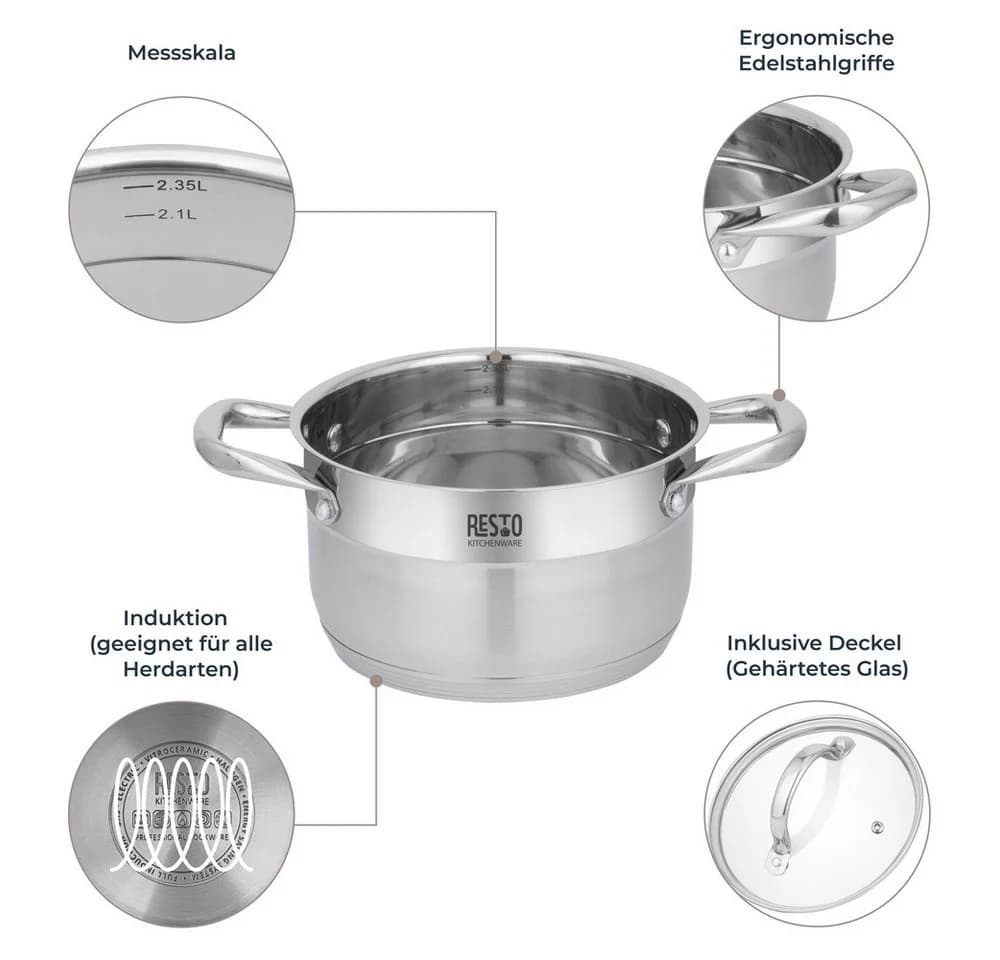 RESTO KITCHENWARE Kochtopf Rigel Edelstahl 2,7l silber - Bild 4
