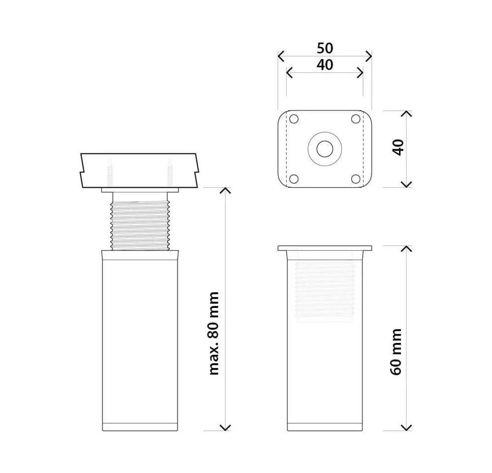 sossai® Möbelfüße Aluminium 8er Set höhenverstellbar Design - Bild 5