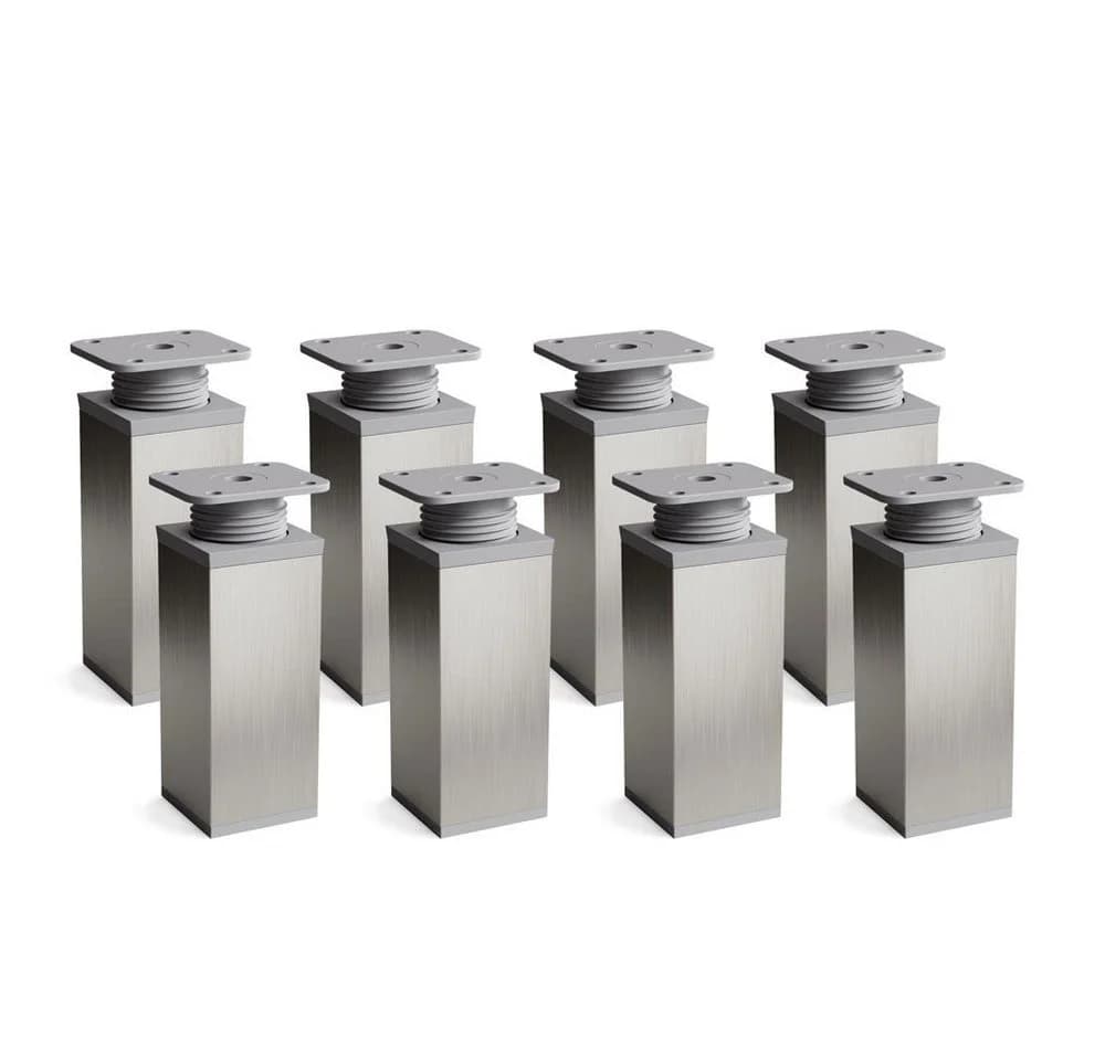 sossai® Design-Möbelfüße Inox/Grau Aluminium Höhenverstellbar 8er Set - Bild 2