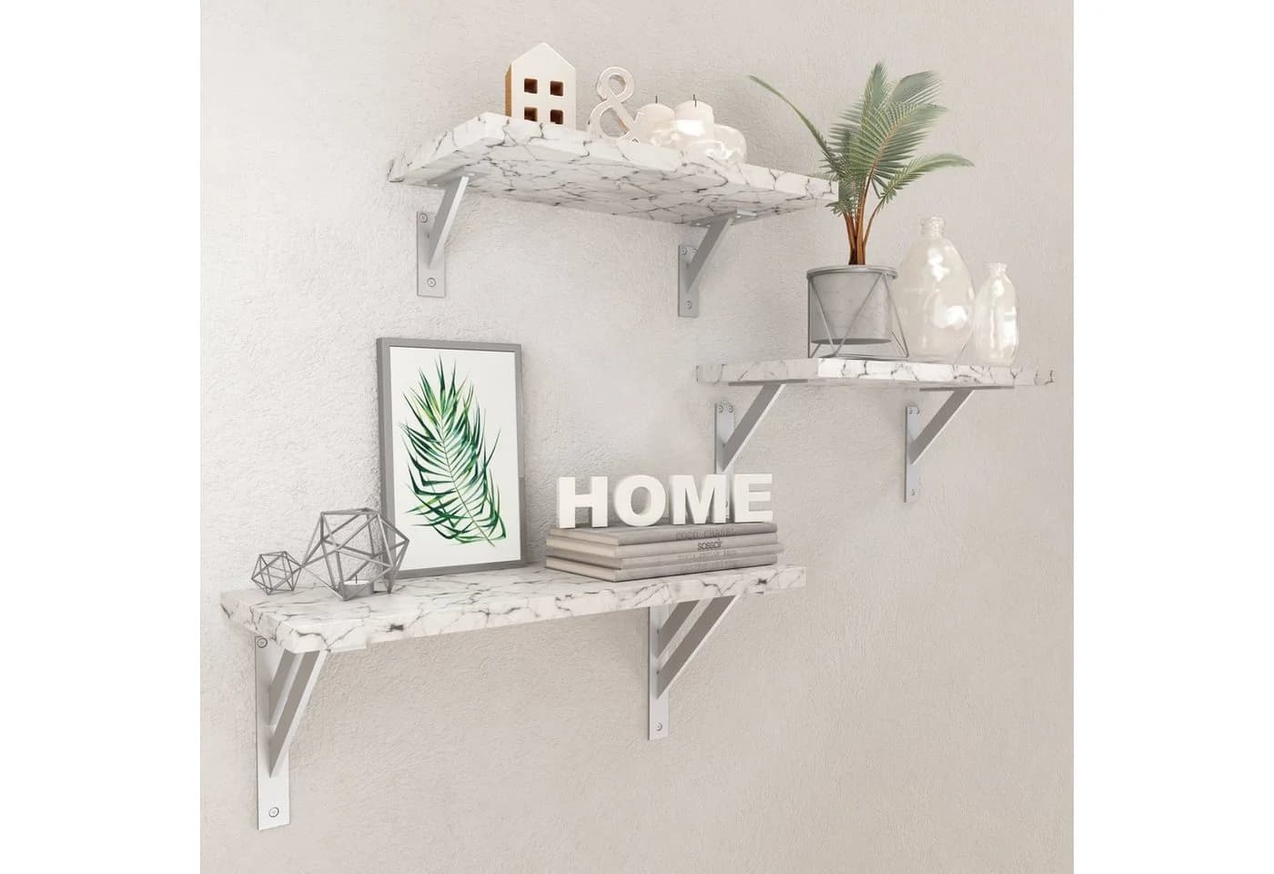 sossai® Wandregalhalter 2er Set Silber Aluminium Modern Design