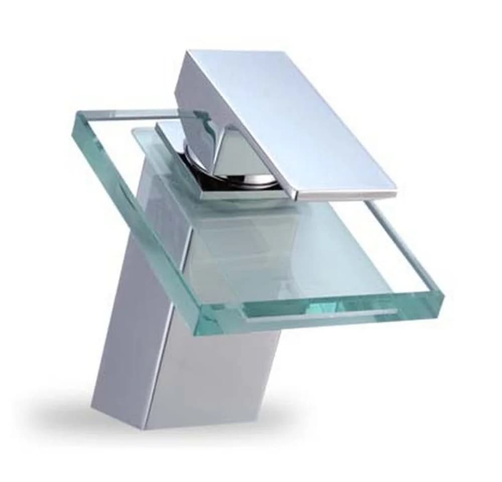 HAC24 Waschtischarmatur Glas Wasserfall Messing Verchromt - Bild 2
