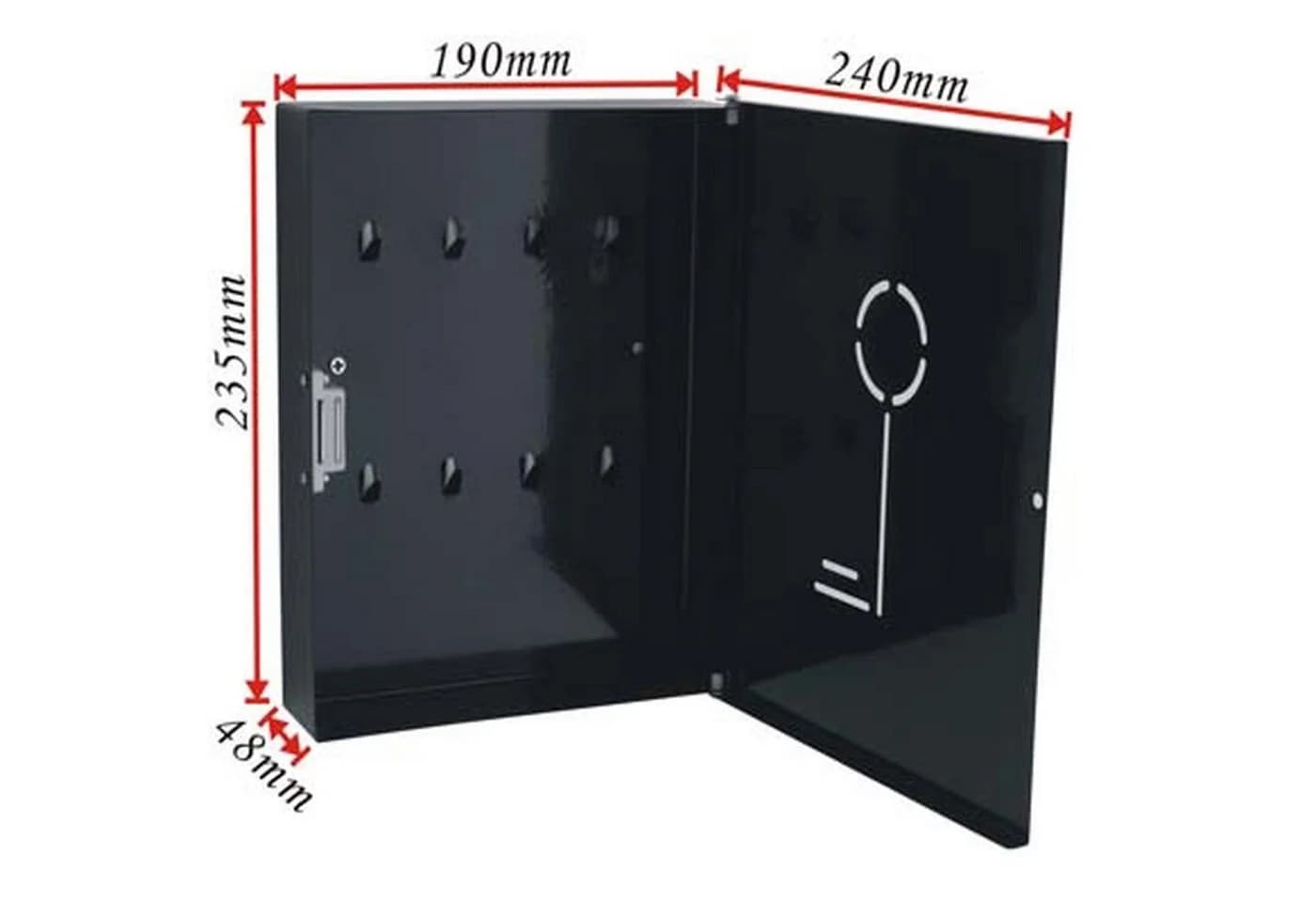 VOSSBACH Schlüsselkasten Edelstahl Schwarz 8 Haken Magnetverschluss - Bild 4