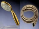 HAC24 Handbrause Duschkopf mit 1,5m Duschschlauch Set Gold Bild 2