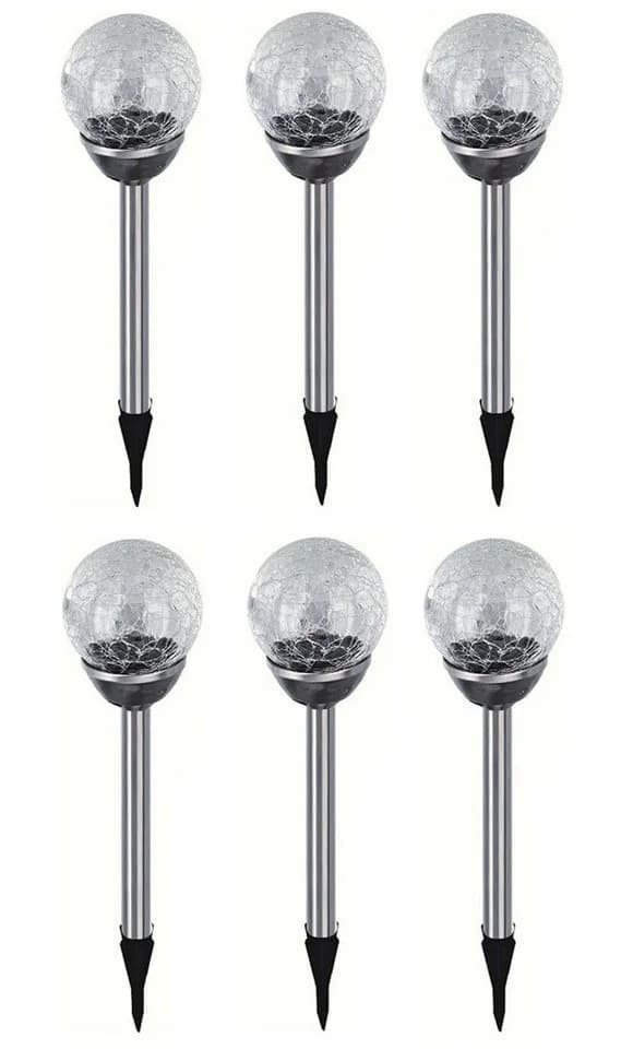EAXUS LED Solarleuchte 6er Set Solar Gartenleuchte Kugel Leuchte mit Crackle-Licht Solarlampe, LED fest integriert, Farbwechsel - Bild 2