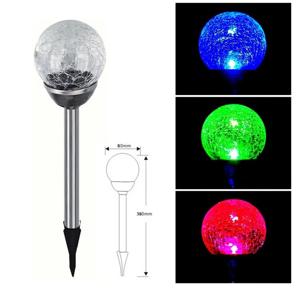EAXUS LED Solarleuchte 6er Set Solar Gartenleuchte Kugel Leuchte mit Crackle-Licht Solarlampe, LED fest integriert, Farbwechsel - Bild 4