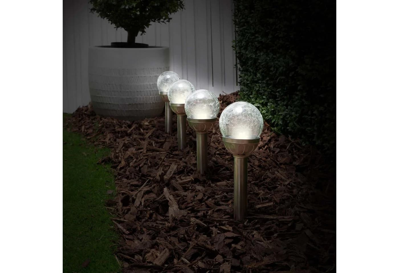 EAXUS LED Solarleuchte 6er Set Solar Gartenleuchte Kugel Leuchte mit Crackle-Licht Solarlampe, LED fest integriert, Farbwechsel - Bild 5