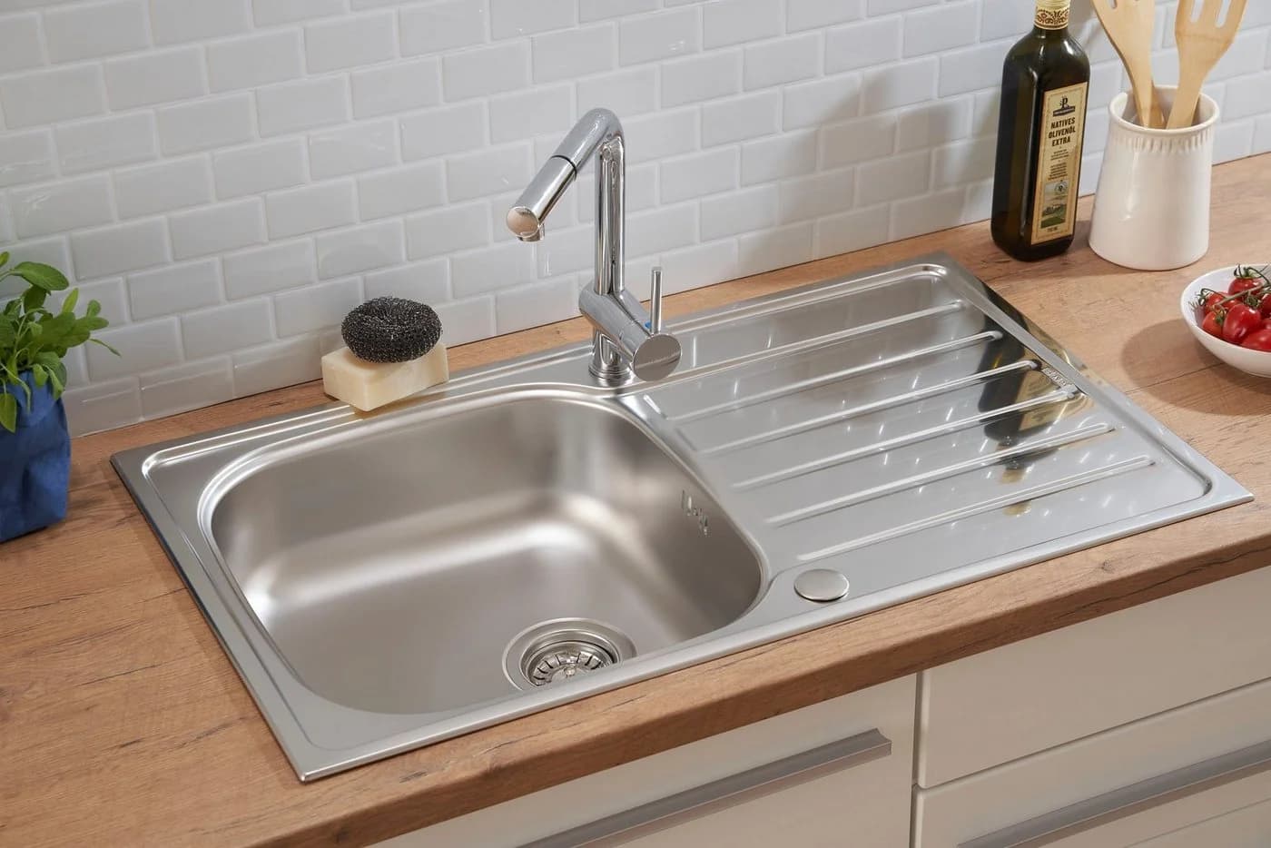 Respekta Edelstahlspüle Dallas 86 cm Silber Einbauspüle