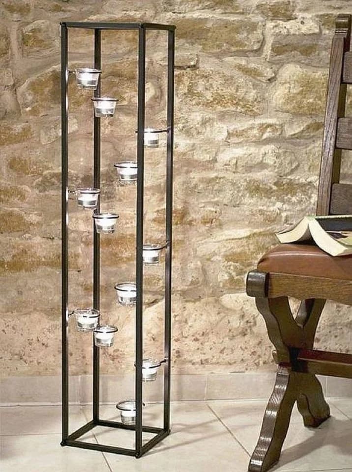 DanDiBo Teelichthalter Lichtsäule Schwarz 100 cm für 12 Teelichter - Bild 2