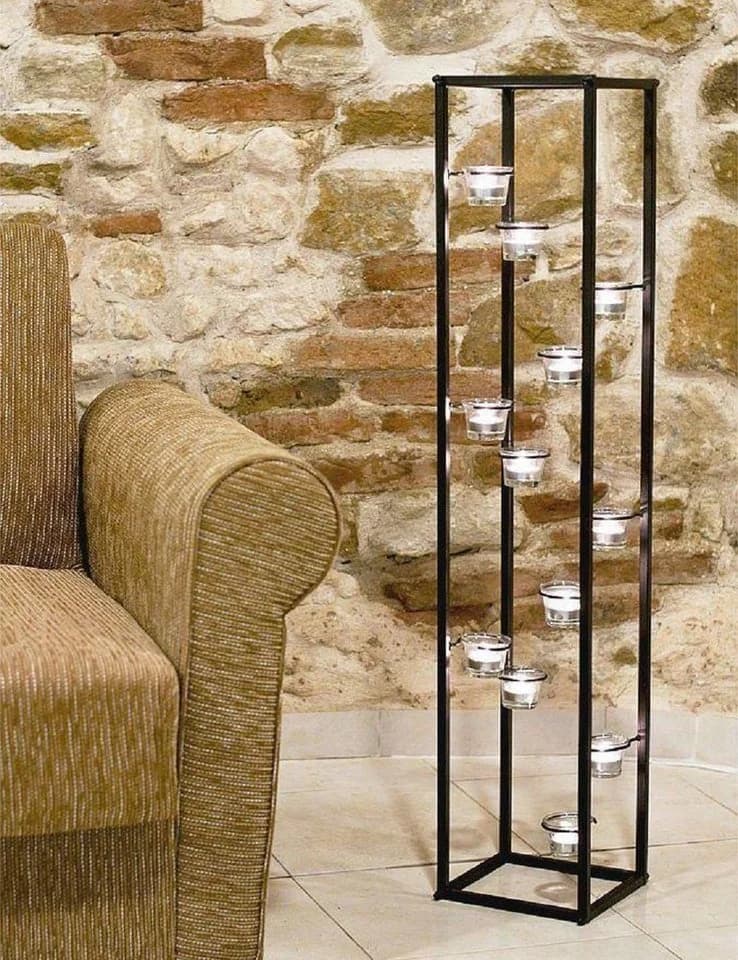 DanDiBo Teelichthalter Lichtsäule Schwarz 100 cm für 12 Teelichter - Bild 5