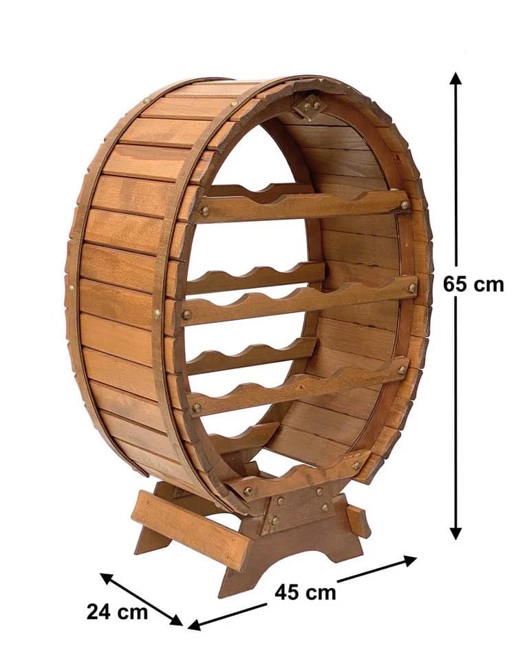 DanDiBo Weinregal Holz Stehend Weinfass 12 Flaschen Braun gebeizt