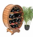 DanDiBo Weinregal Holz Stehend Weinfass 12 Flaschen Braun gebeizt Bild 2