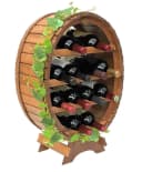 DanDiBo Weinregal Holz Stehend Weinfass 12 Flaschen Braun gebeizt Bild 4