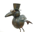 DanDiBo Dachrinnenfigur Rabe Metall Grau/Grün Patina Bild 1