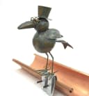 DanDiBo Dachrinnenfigur Rabe Metall Grau/Grün Patina Bild 2