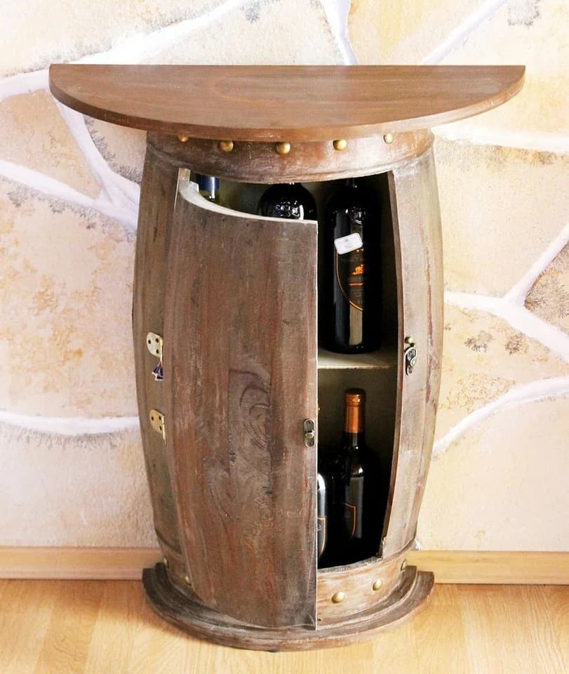 DanDiBo Weinregal Wandtisch Weinfass Braun Design