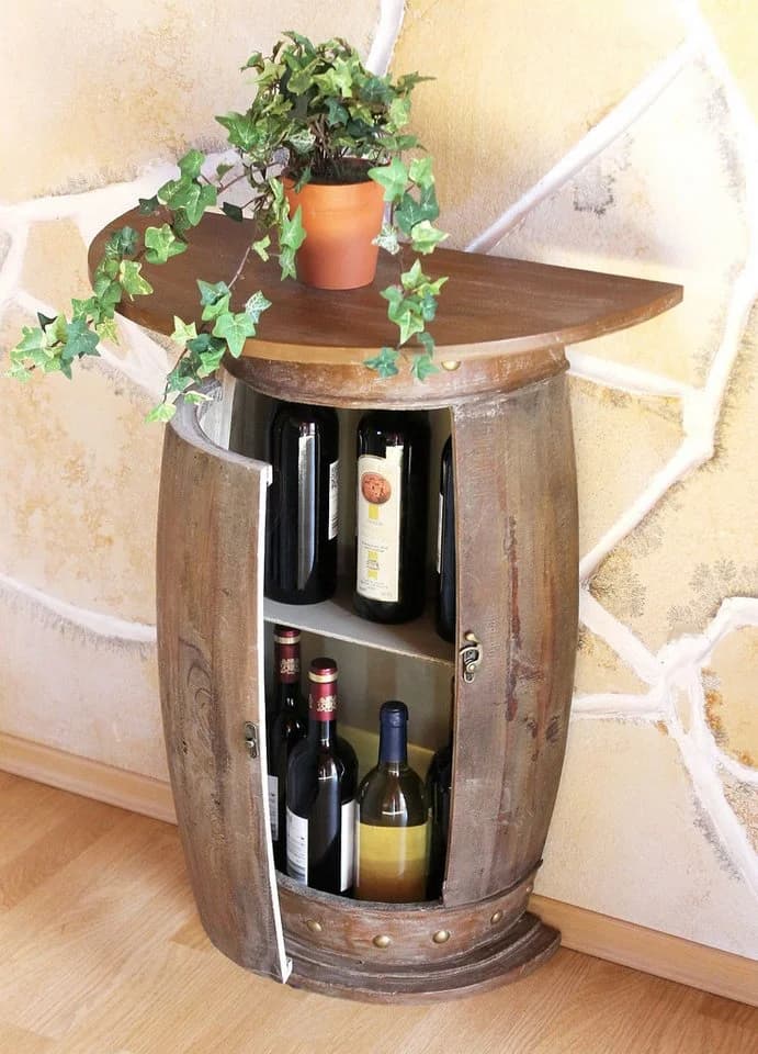 DanDiBo Weinregal Wandtisch Weinfass Braun Design - Bild 2