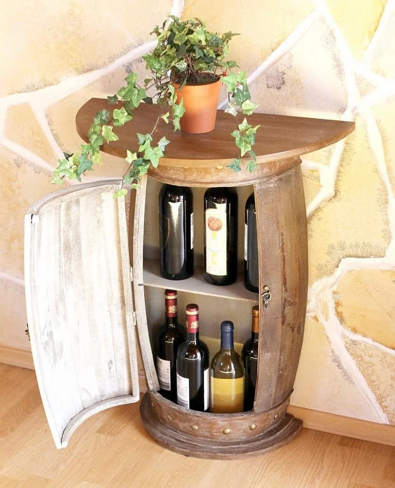 DanDiBo Weinregal Wandtisch Weinfass Braun Design - Bild 5