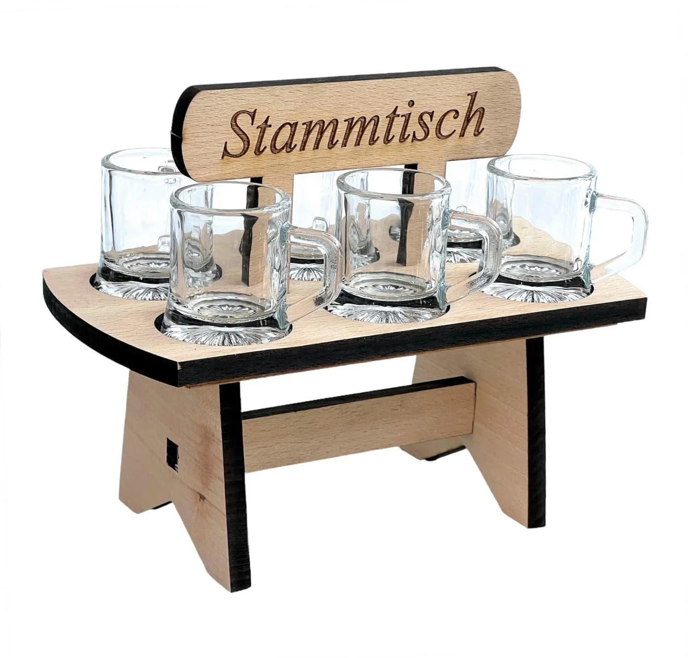 DanDiBo Schnapsbrett mit Gravur Stammtisch und 6 Gläsern - Bild 2