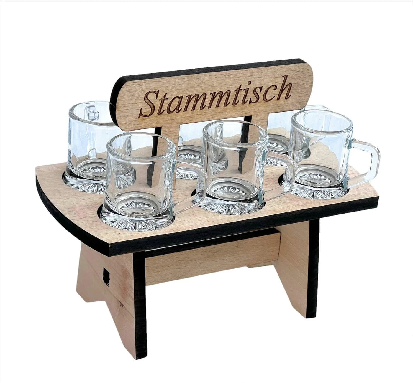 DanDiBo Schnapsbrett mit Gravur Stammtisch und 6 Gläsern - Bild 5