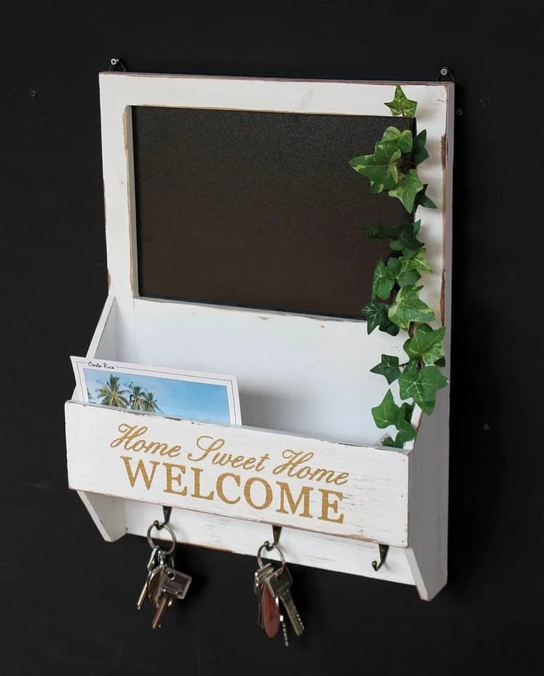 DanDiBo Schlüsselkasten Wandorganizer Vintage mit Ablage und Kreidetafel