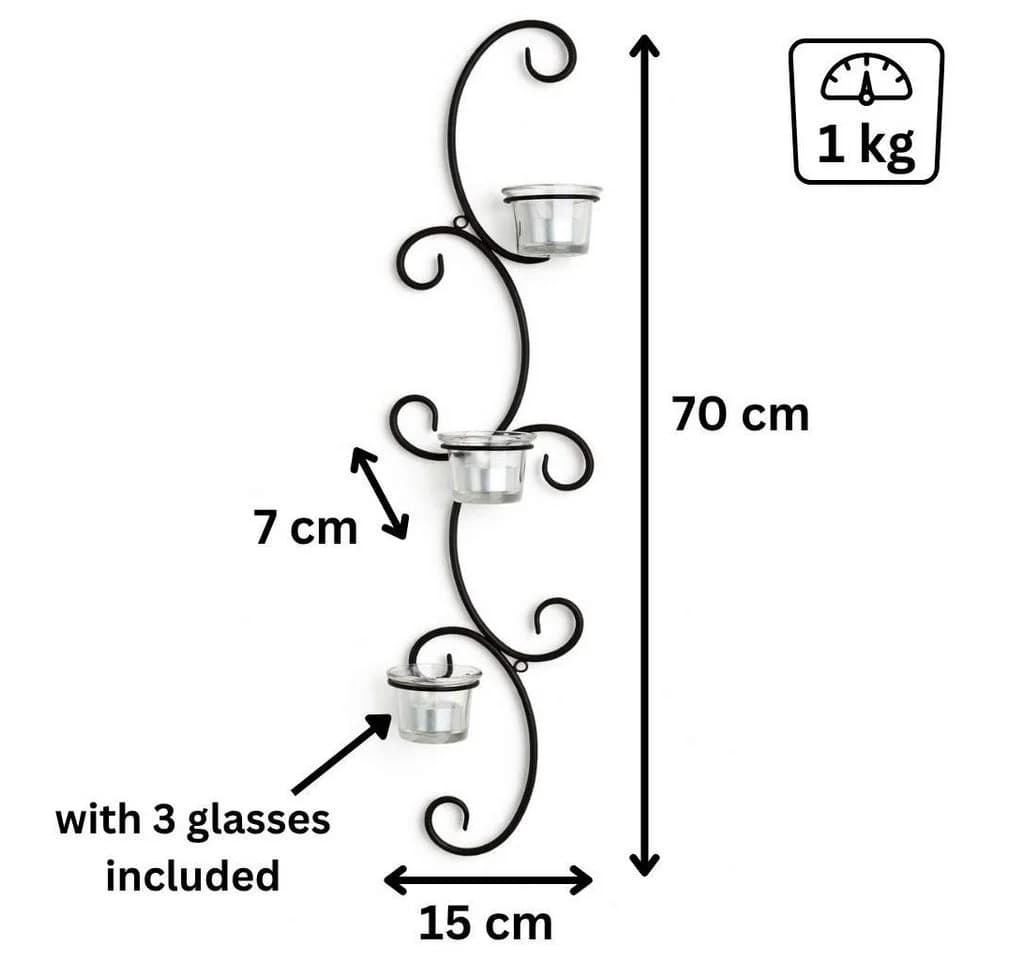 DanDiBo Wandkerzenhalter Metall Schwarz Emma 68 cm