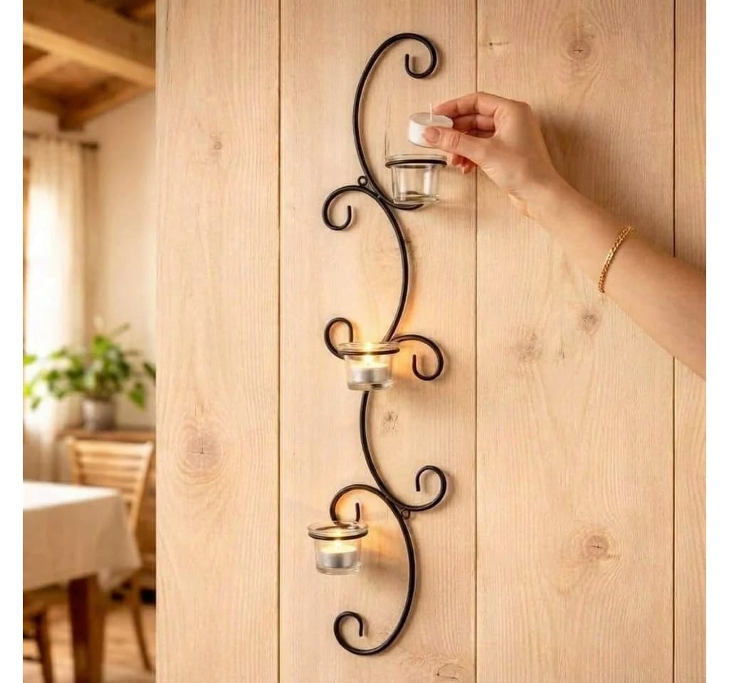 DanDiBo Wandkerzenhalter Metall Schwarz Emma 68 cm - Bild 4