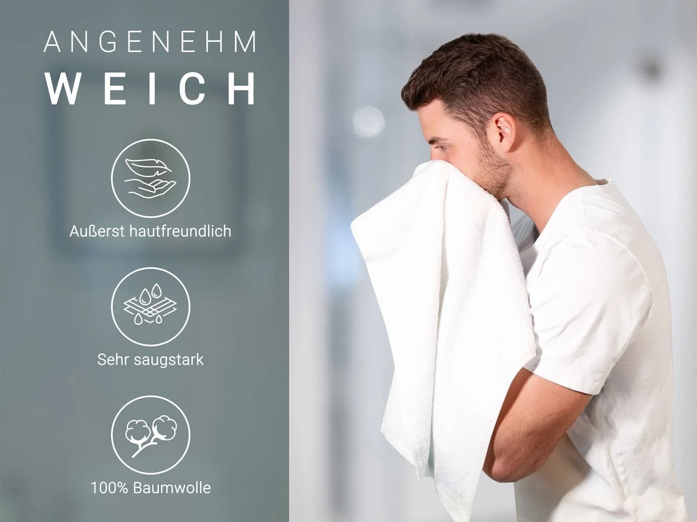ZOLLNER Handtücher 6-St. Weiß Walkfrottier 100% Baumwolle - Bild 3