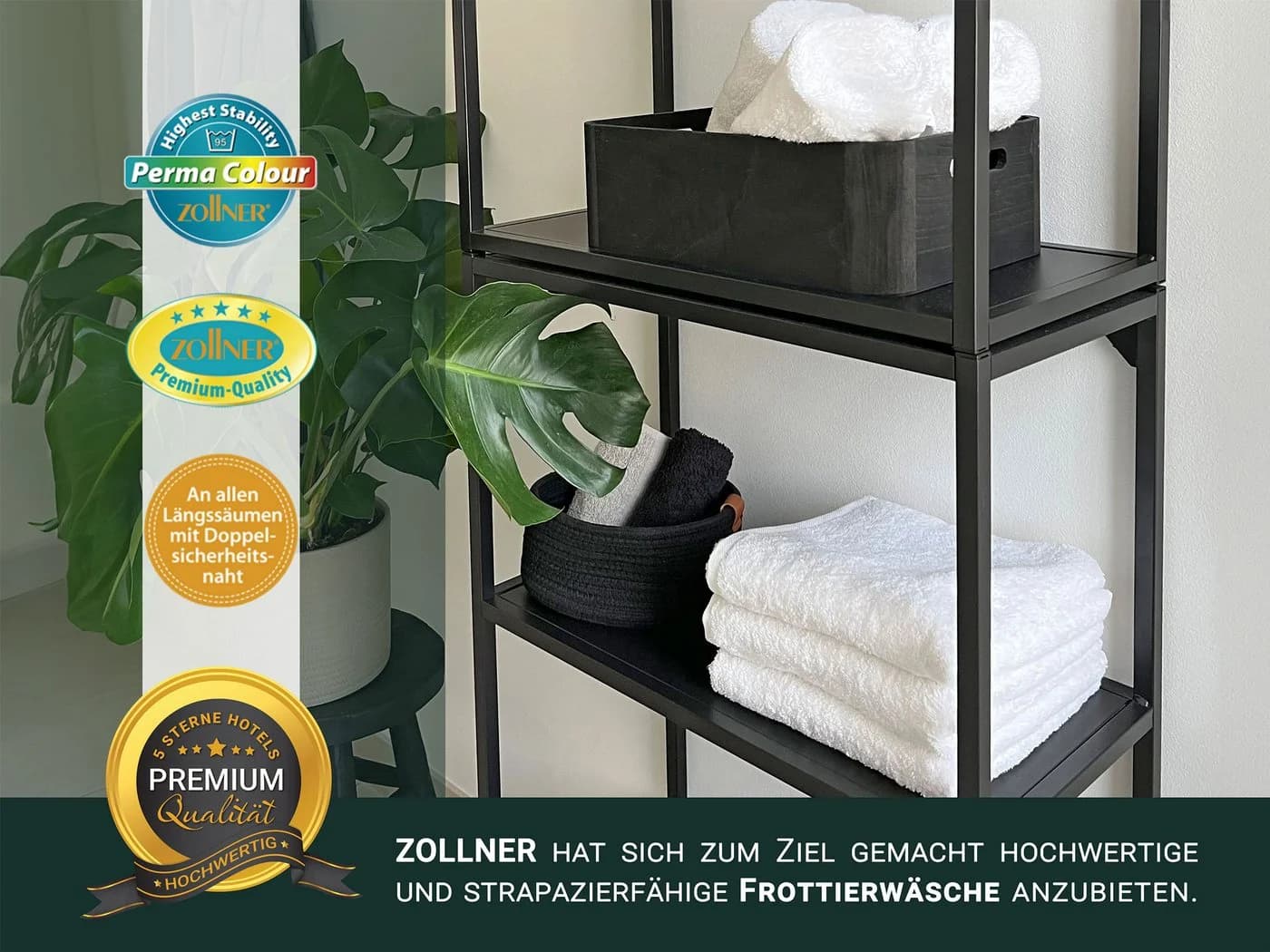 ZOLLNER Handtücher 6-St. Weiß Walkfrottier 100% Baumwolle - Bild 4