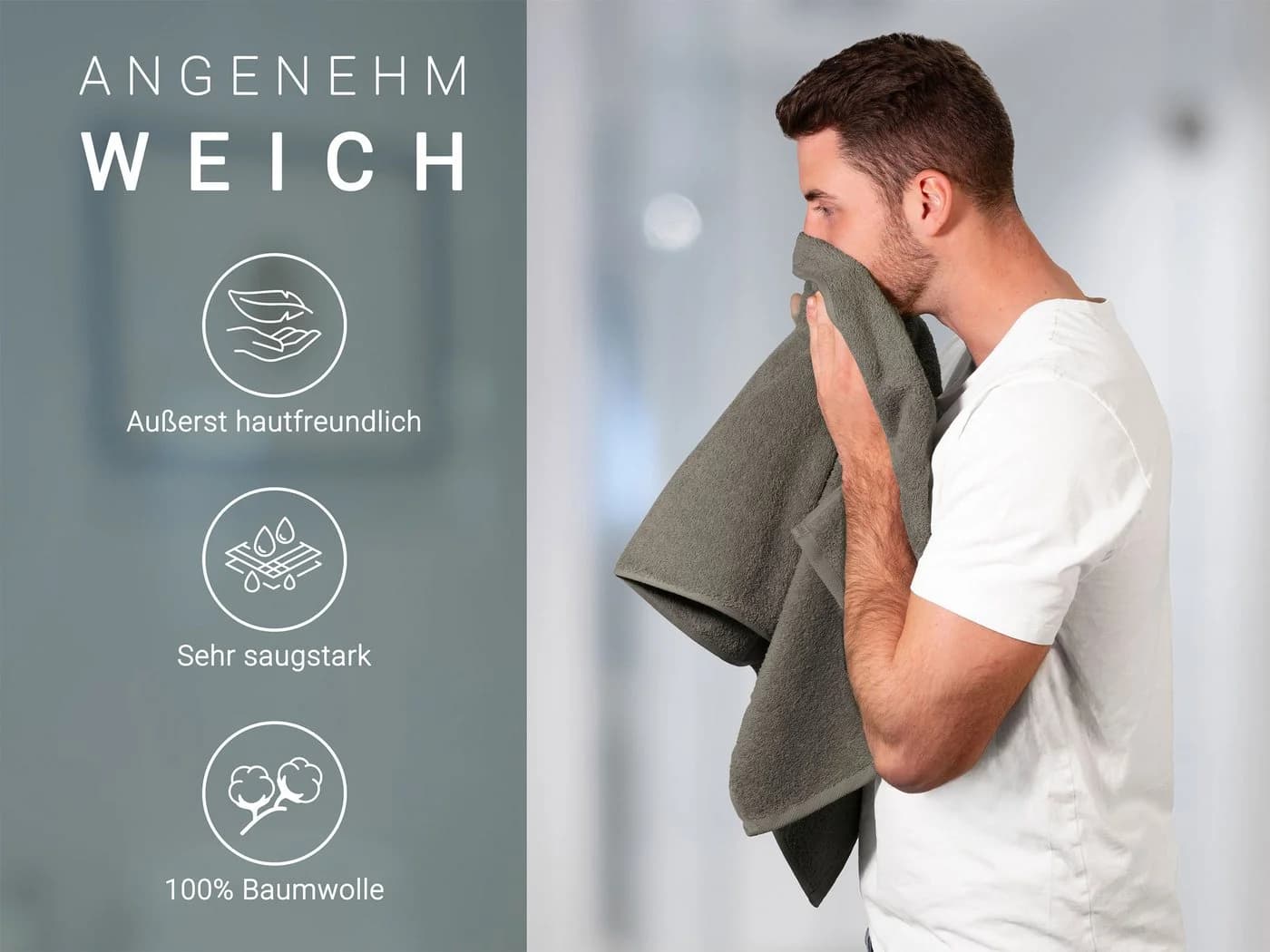 ZOLLNER Handtuch 50x100 cm 100% Baumwolle Braun - Bild 3