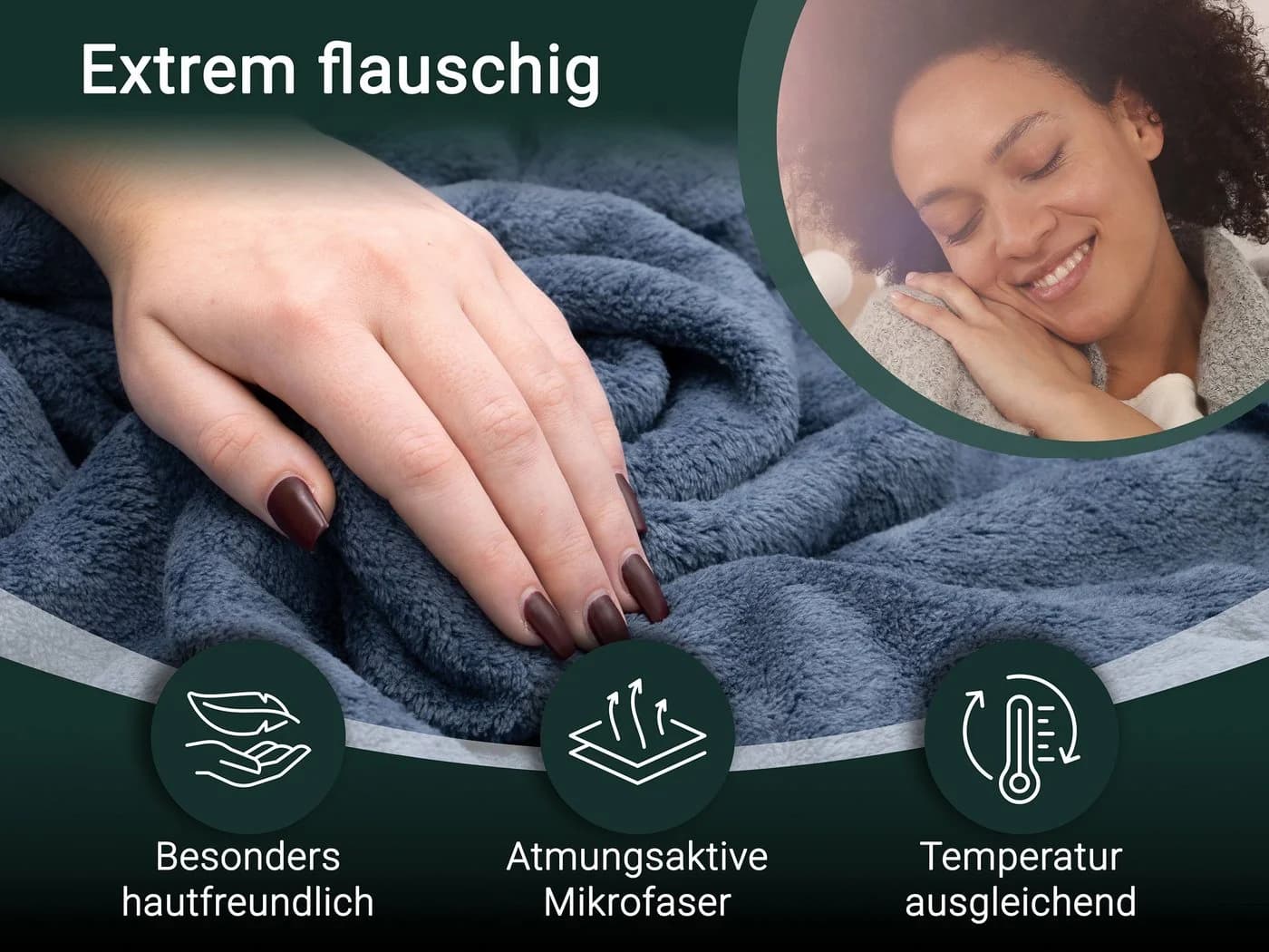 ZOLLNER Wohndecke Superflauschig Blau 150x200 cm