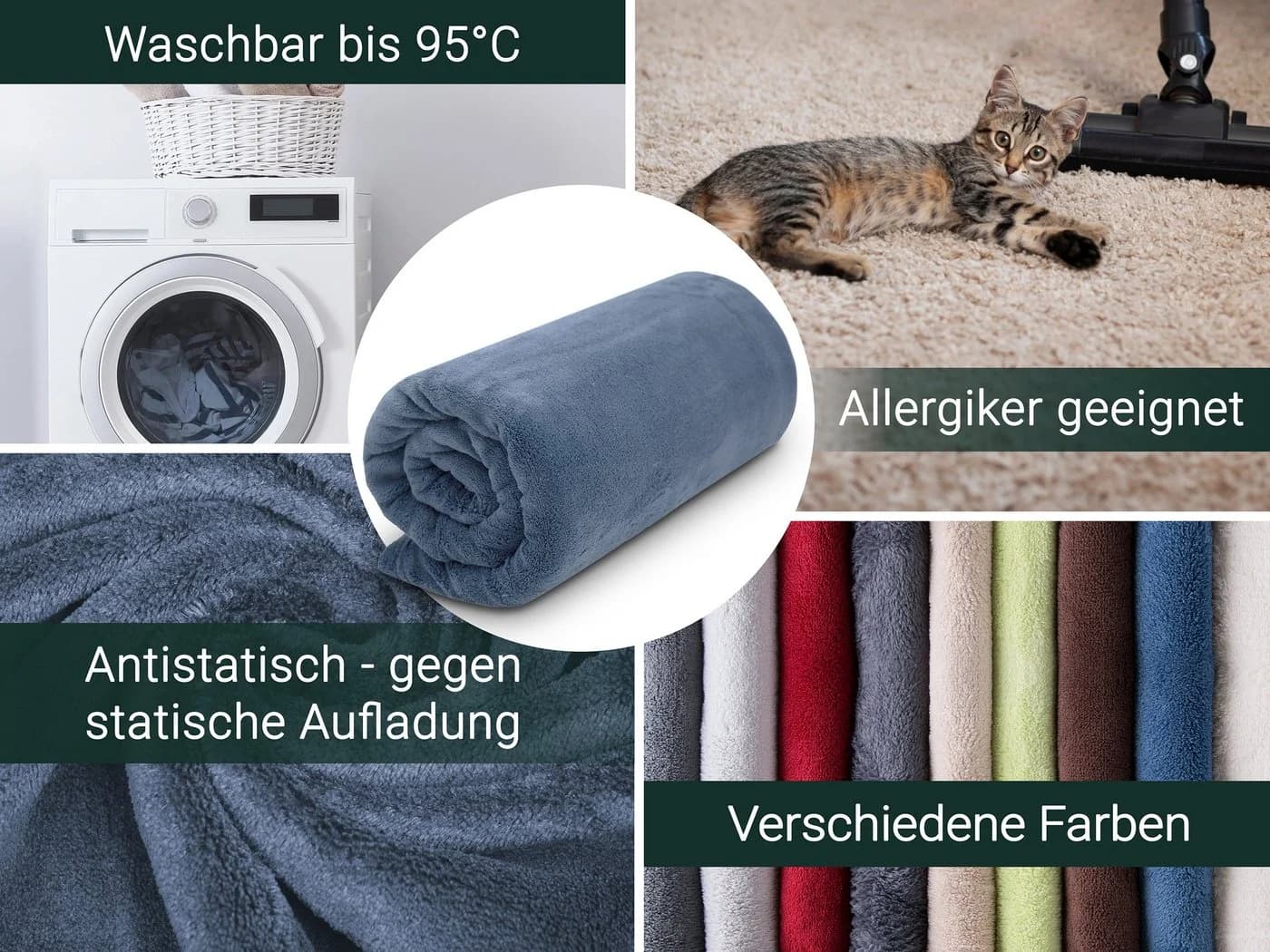 ZOLLNER Wohndecke Superflauschig Blau 150x200 cm - Bild 4