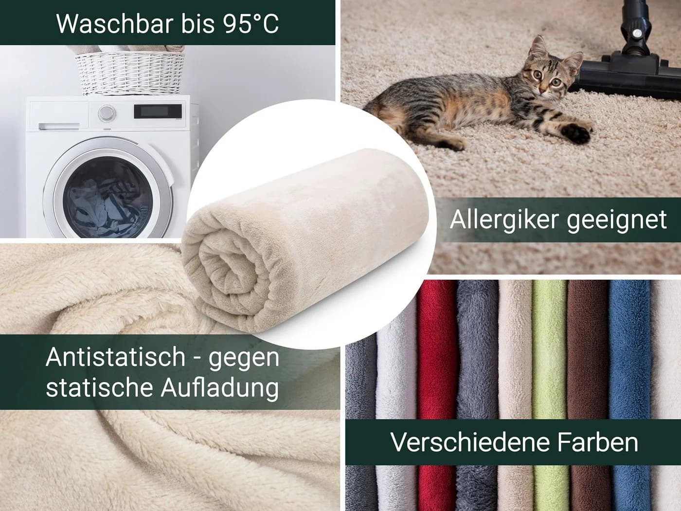 Wohndecke ZOLLNER 150 x 200 cm 100% Polyester Superflauschig - Bild 4