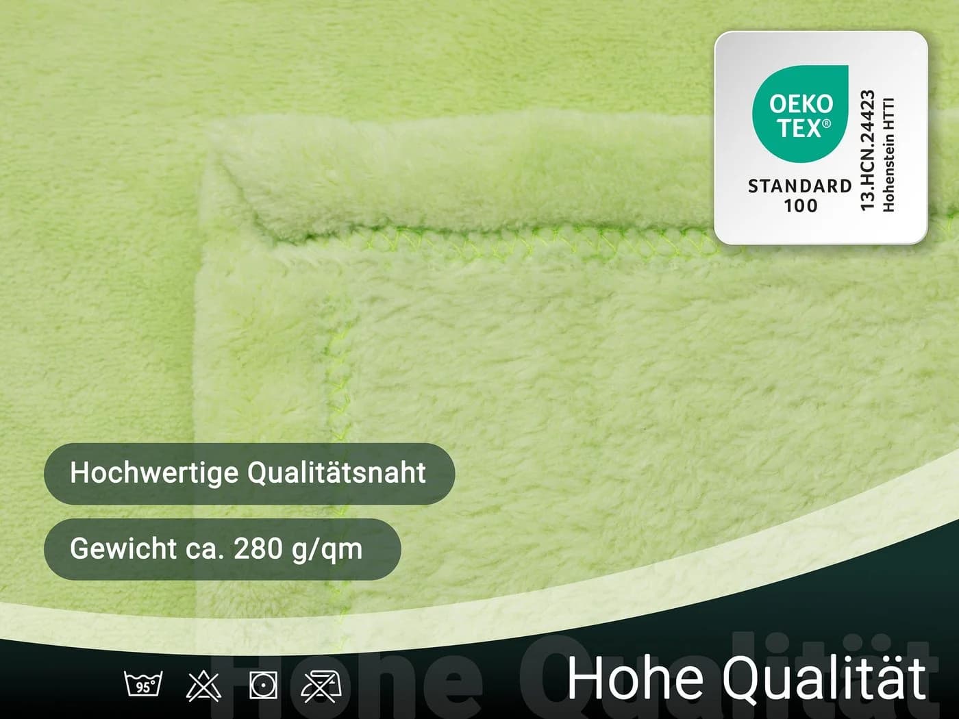 ZOLLNER Wohndecke 150x200 cm 100% Polyester Superflauschig Grün - Bild 5