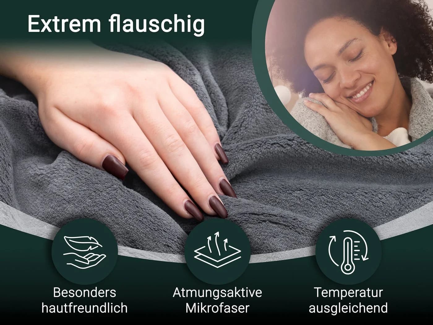 ZOLLNER Wohndecke superflauschig grau 150x200 cm Polyester