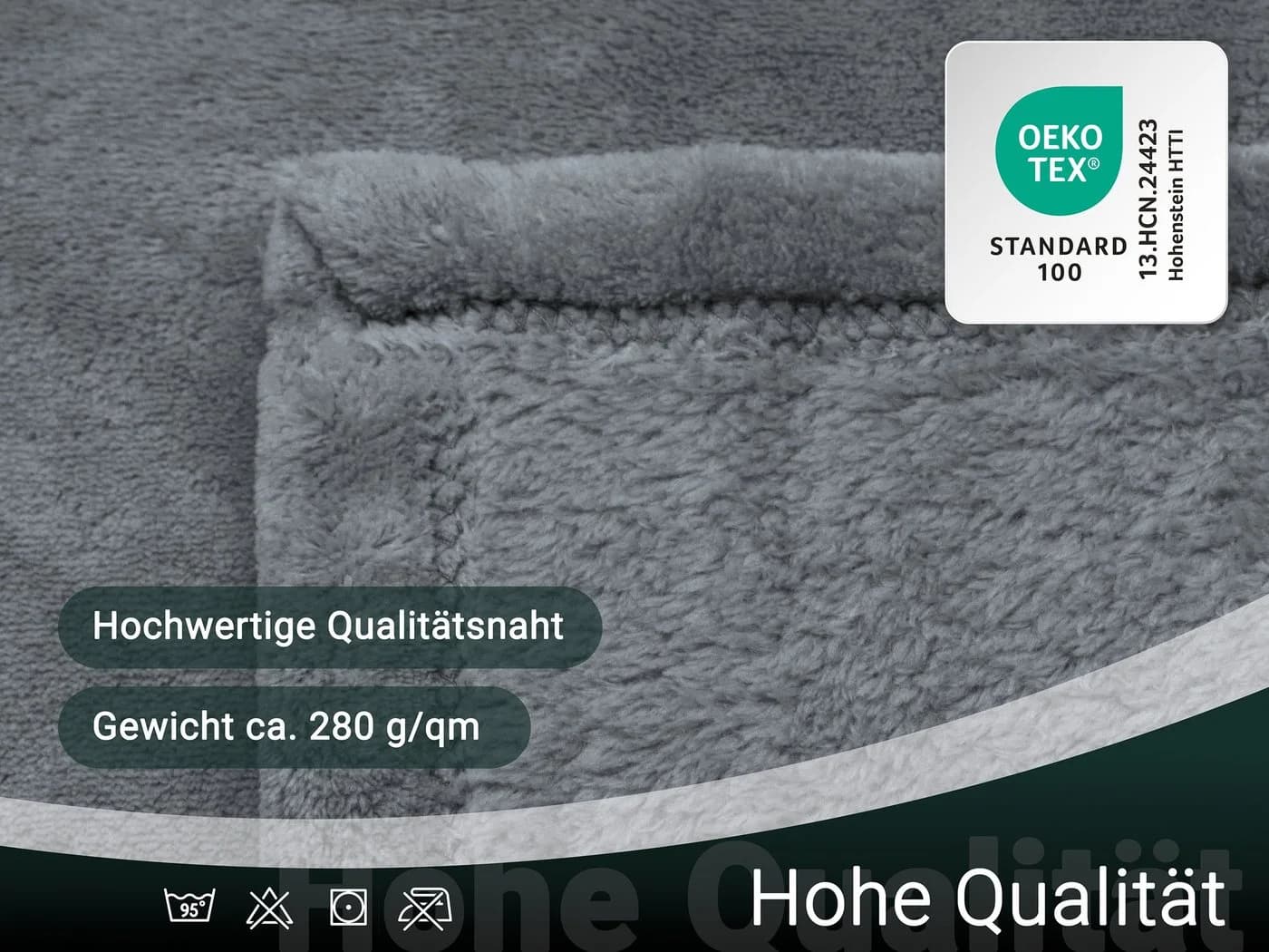 ZOLLNER Wohndecke superflauschig grau 150x200 cm Polyester - Bild 5