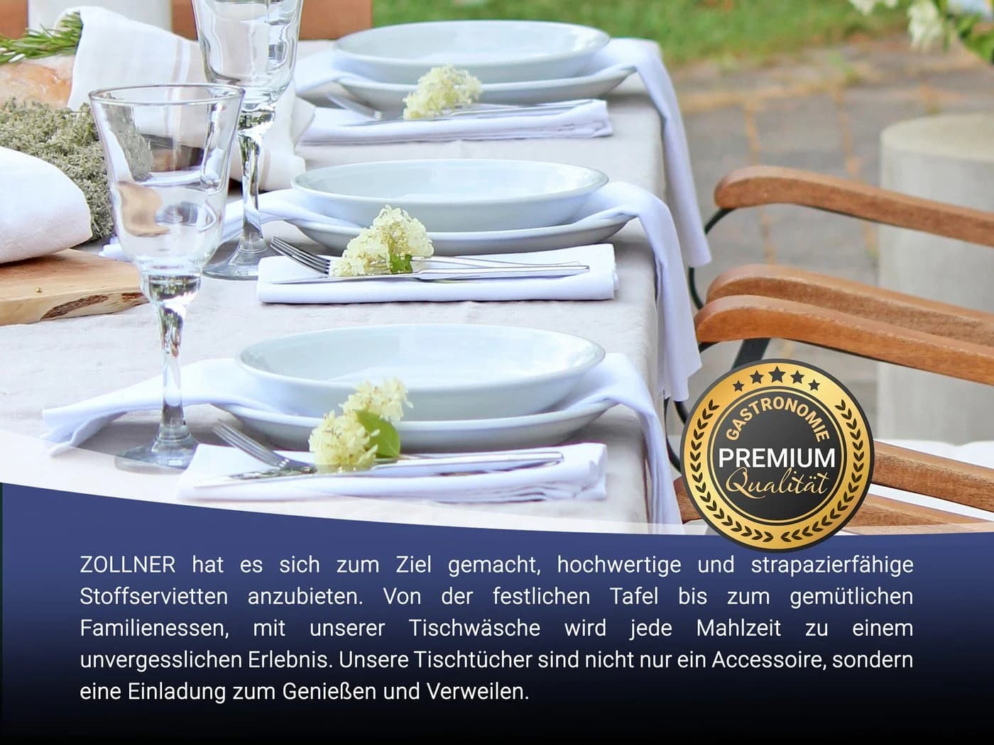 ZOLLNER Stoffserviette 6er-Set 40x40 cm 100% Baumwolle Weiß