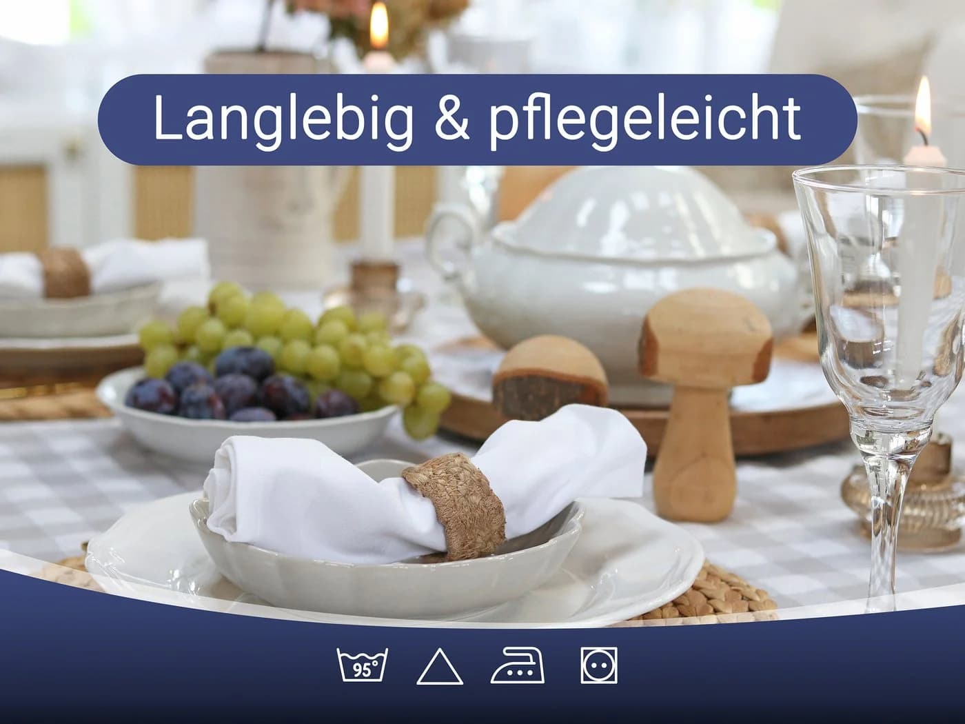 ZOLLNER Stoffserviette 6er-Set 40x40 cm 100% Baumwolle Weiß - Bild 5
