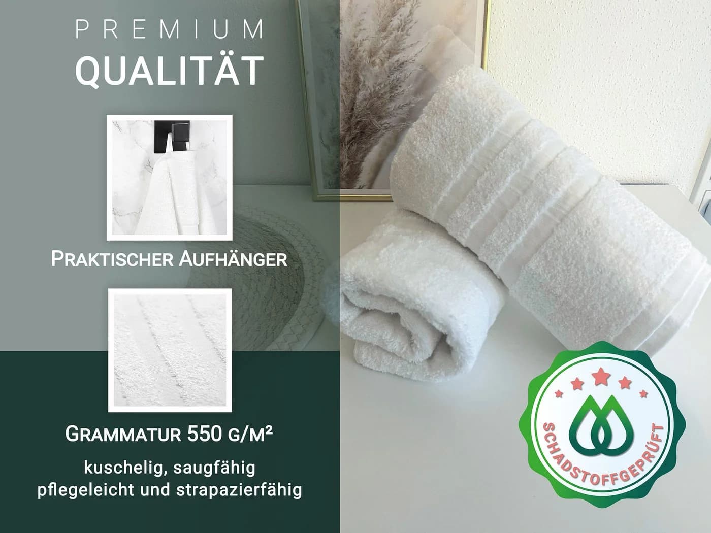 ZOLLNER Duschtuch Walkfrottier 100% Baumwolle 70x140cm