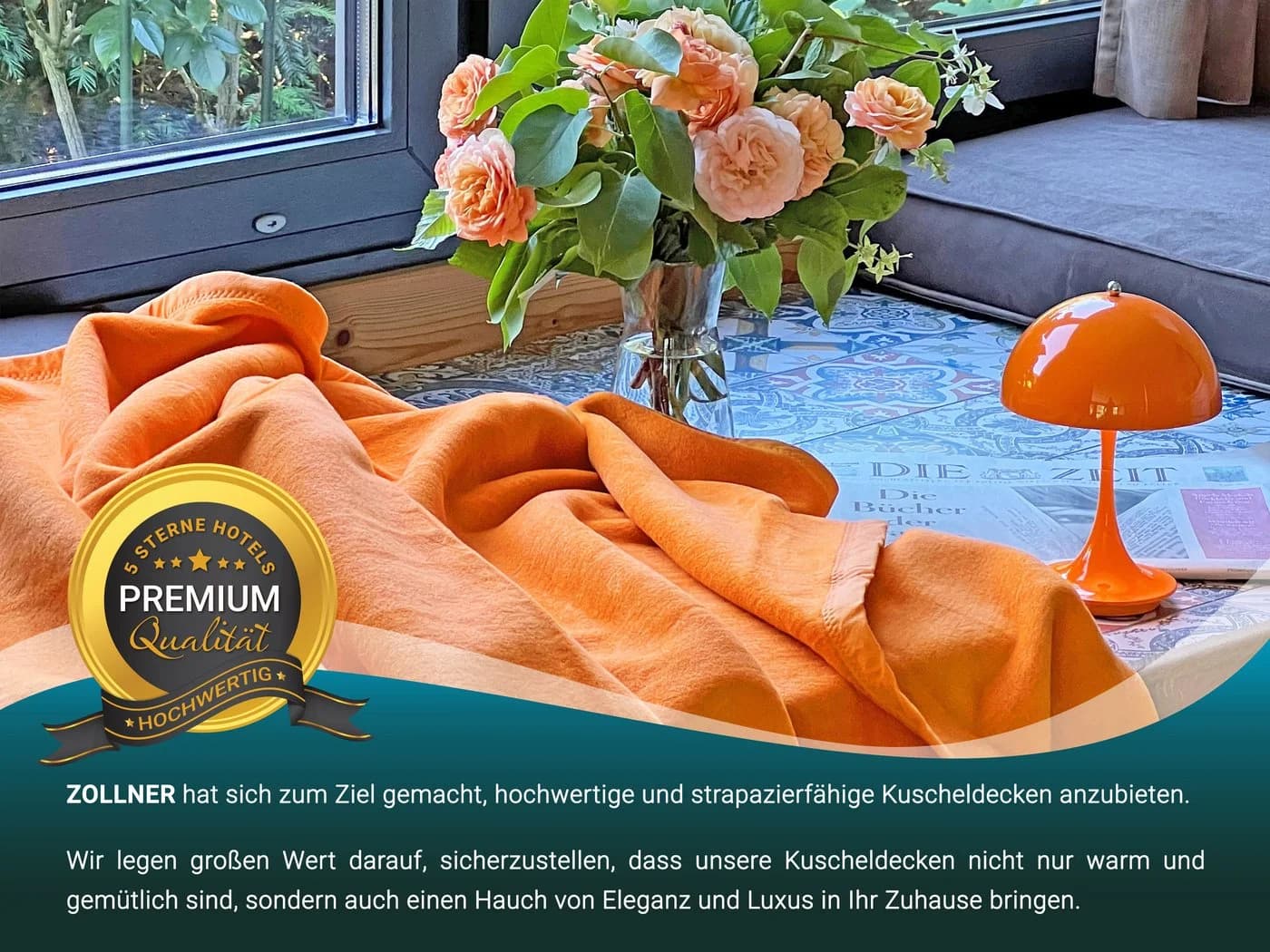 ZOLLNER Wohndecke 150x200 cm Baumwolle Polyacryl Orange - Bild 5